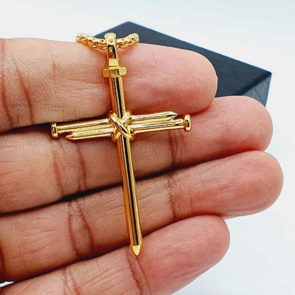 ❤️Stainless Steel Chain Cross Pendant Necklace , N90201P106